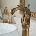 Mitigeur de lavabo cygne sculpté - Laiton antique MaisonBrass