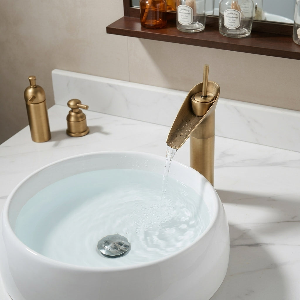 Mitigeur de lavabo cascade - Laiton brossé MaisonBrass