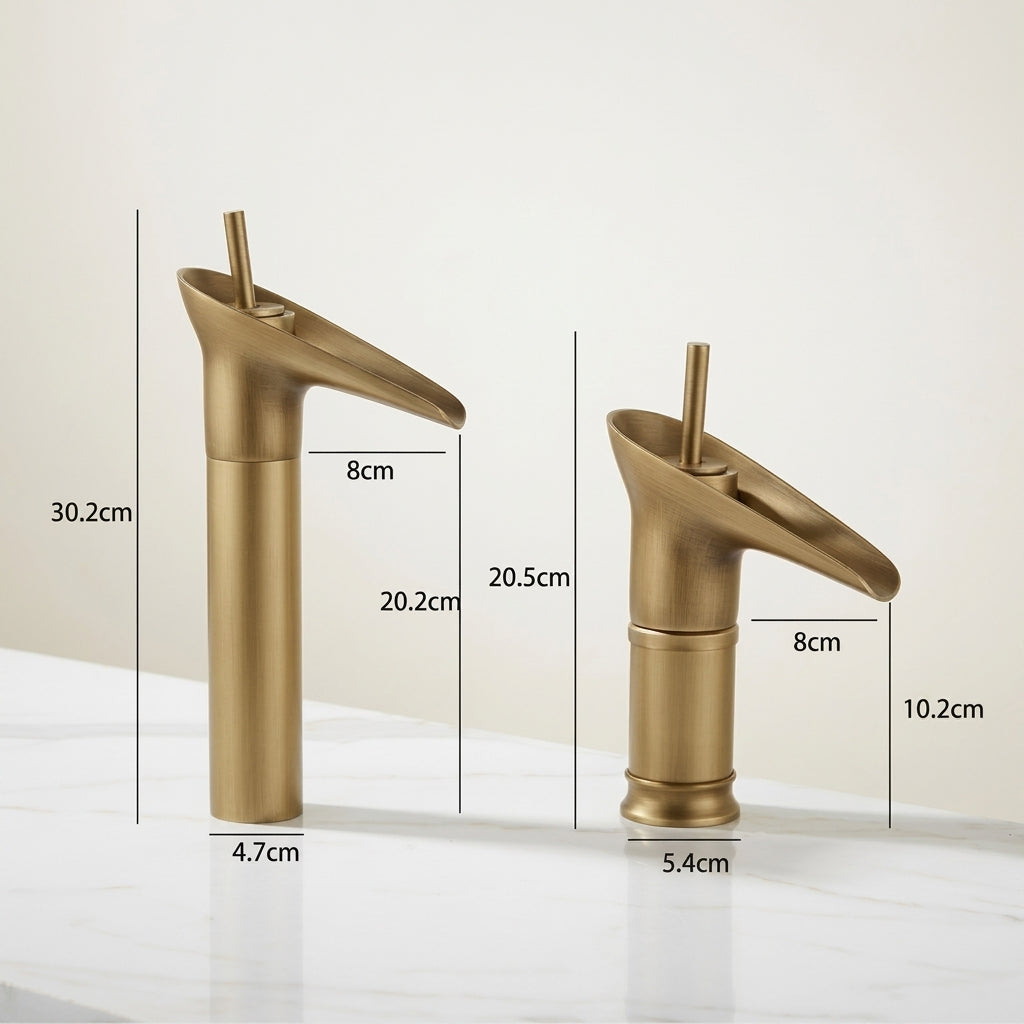 Mitigeur de lavabo cascade - Laiton brossé MaisonBrass