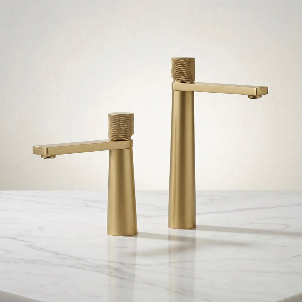 Mitigeur de lavabo - commande moletée - Laiton brossé MaisonBrass