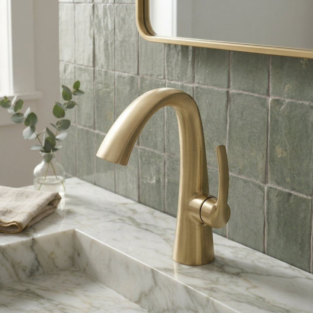 Mitigeur de lavabo design organique - Laiton brossé MaisonBrass