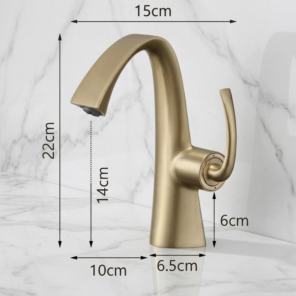 Mitigeur de lavabo design organique - Laiton brossé MaisonBrass
