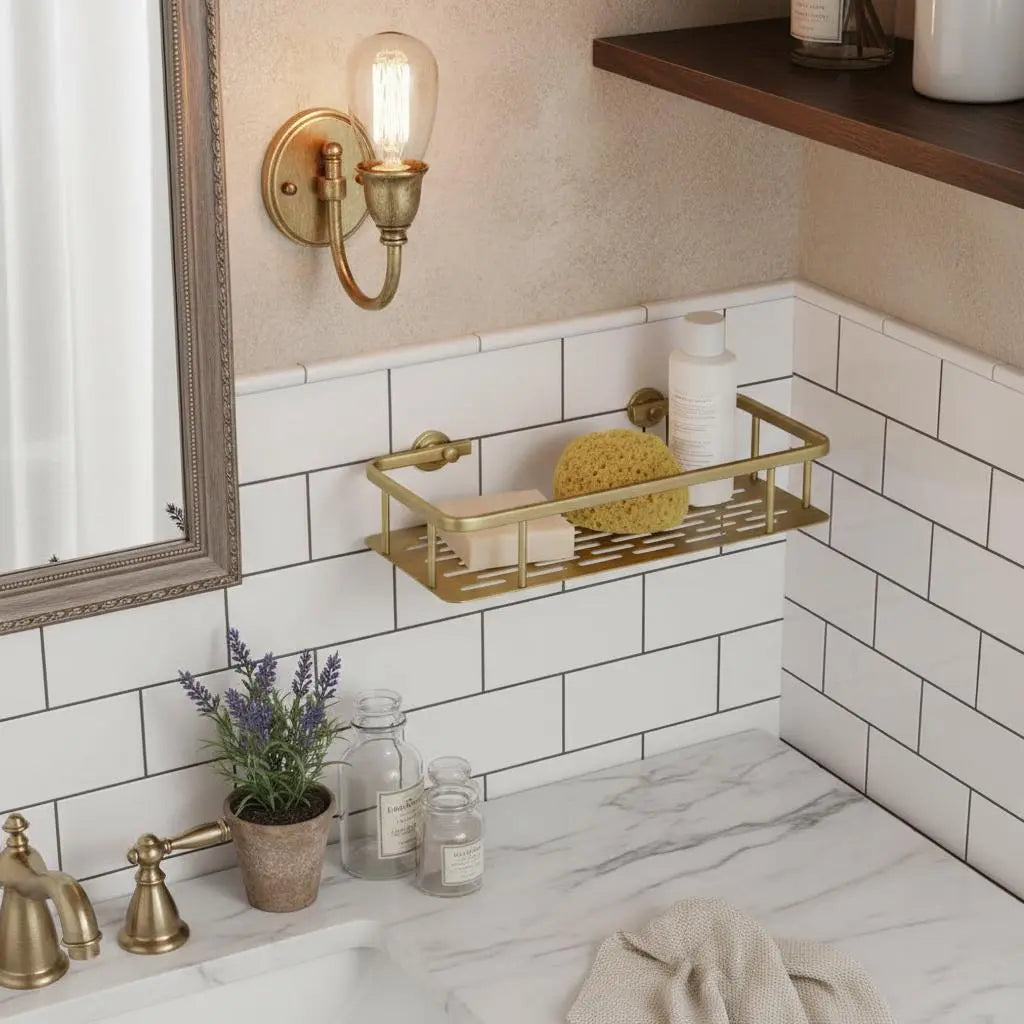 Étagère panier de douche murale - Laiton brossé MaisonBrass