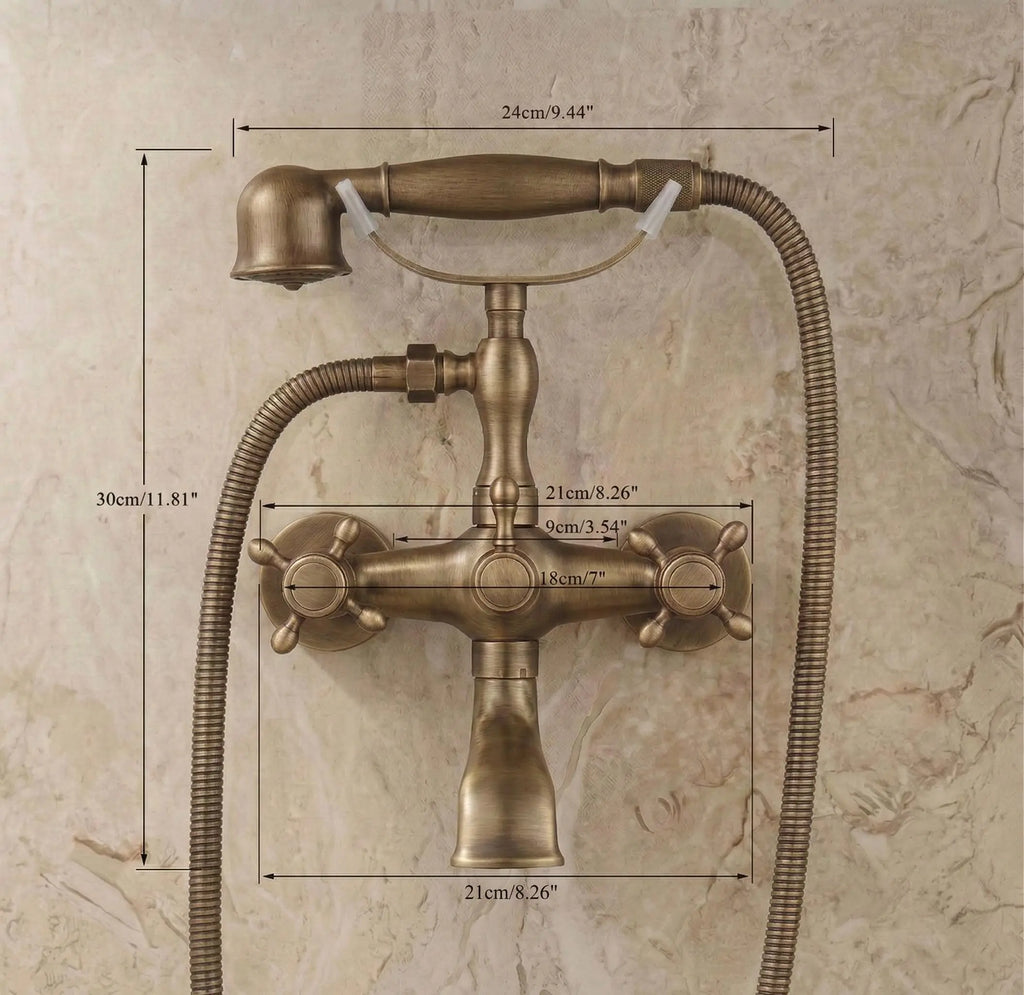 Mélangeur de baignoire en laiton brossé antique avec douchette MaisonBrass