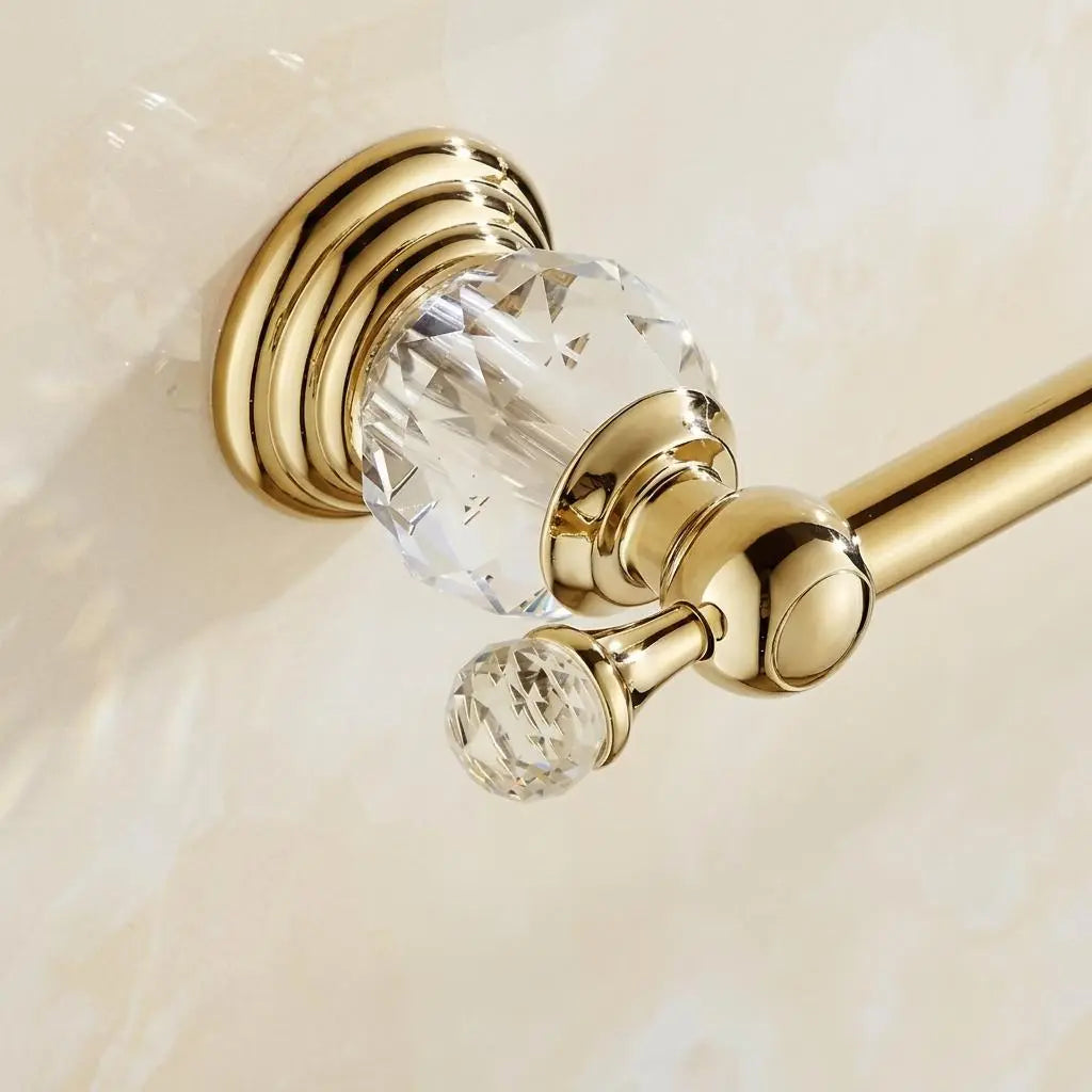 Gold Crystal Towel Bar — Luxury Stainless Steel Bathroom Rail — Towel Holder — Wall Mounted Rack — Premium Gold Bath Hardware MaisonBrass