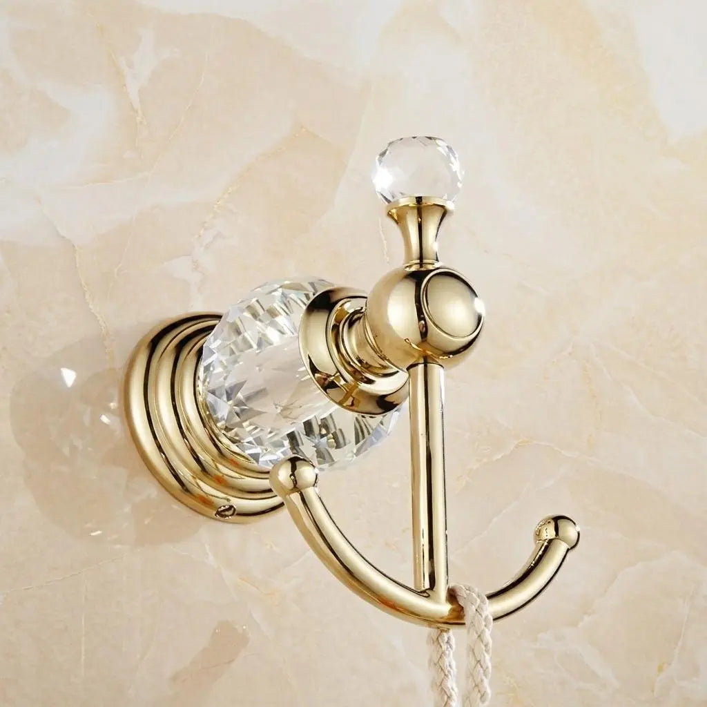 Crystal Gold Wall Hook – Luxury Bathroom Towel Hook – Brass Robe Hook – Crystal Coat Hook – Vintage Wall Hanger – Elegant Bathroom Decor MaisonBrass