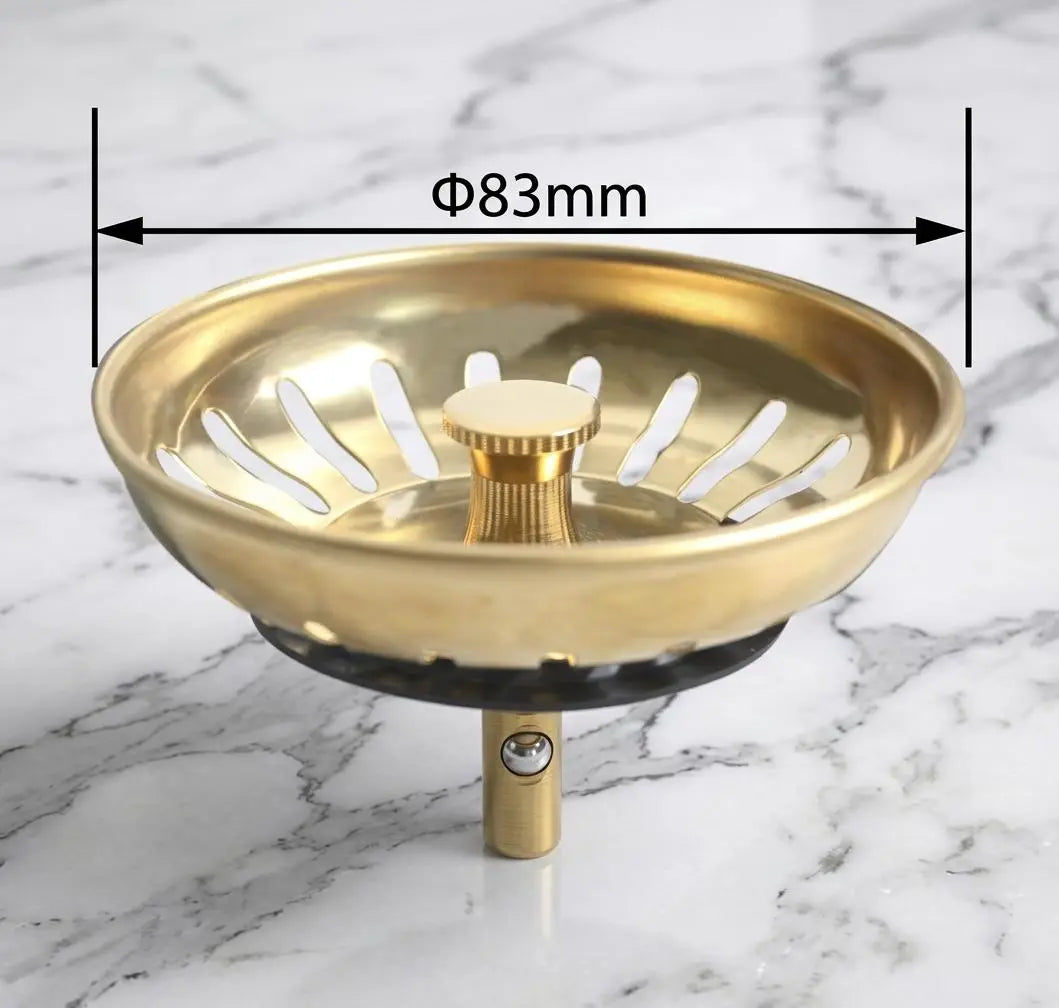 Brushed Gold Kitchen Sink Strainer, Luxury Brass Sink Drain Stopper, Modern Sink Filter Plug, Minimalist Kitchen Hardware Upgrade MaisonBrass