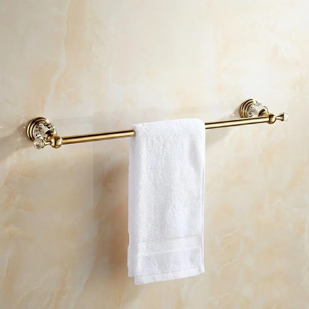 Gold Crystal Towel Bar — Luxury Stainless Steel Bathroom Rail — Towel Holder — Wall Mounted Rack — Premium Gold Bath Hardware MaisonBrass