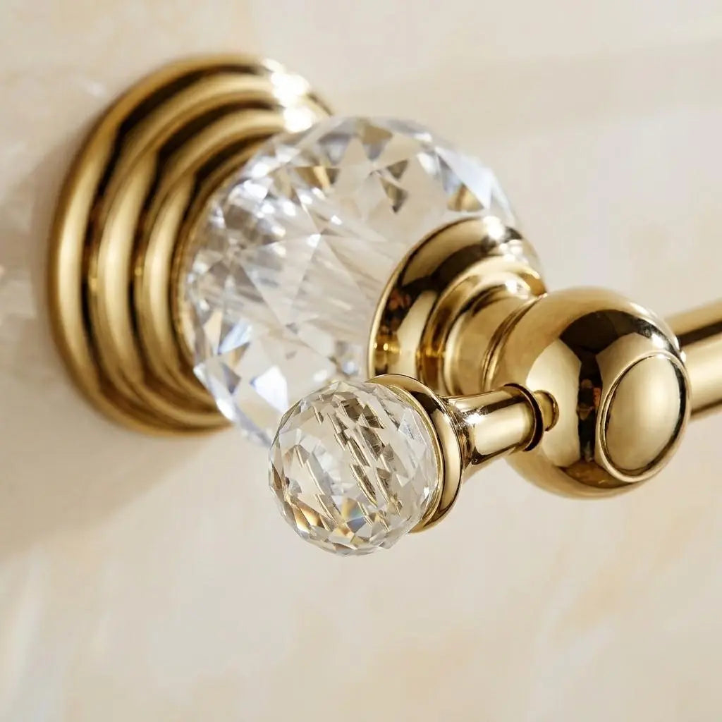 Gold Crystal Towel Bar — Luxury Stainless Steel Bathroom Rail — Towel Holder — Wall Mounted Rack — Premium Gold Bath Hardware MaisonBrass