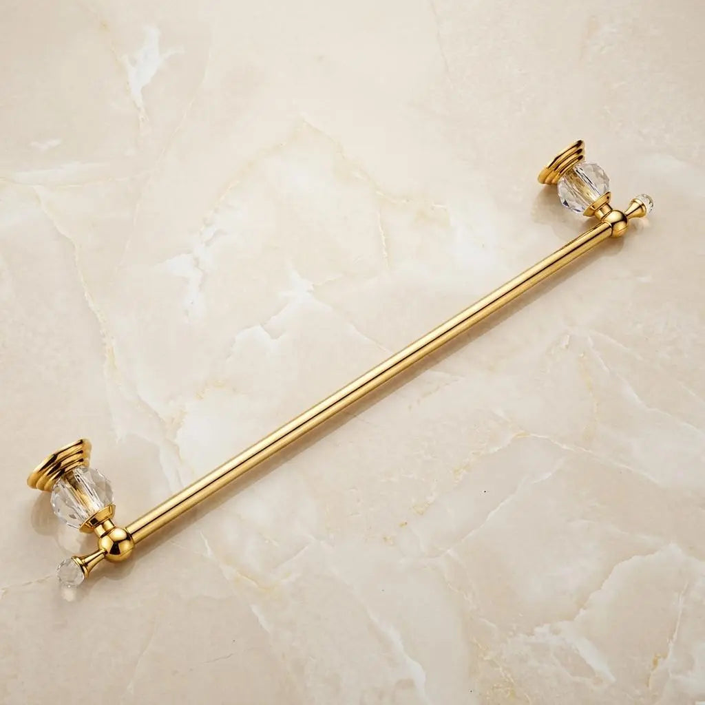 Gold Crystal Towel Bar — Luxury Stainless Steel Bathroom Rail — Towel Holder — Wall Mounted Rack — Premium Gold Bath Hardware MaisonBrass