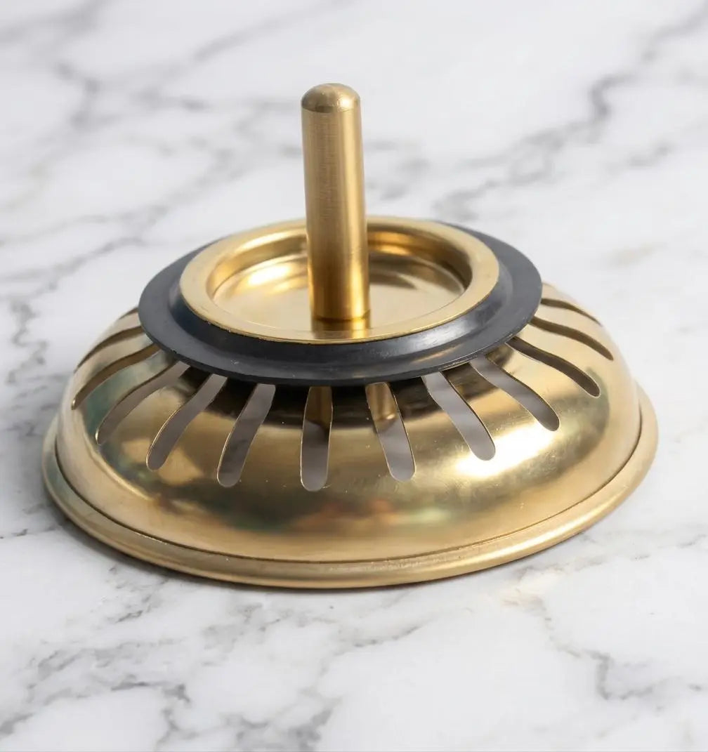 Brushed Gold Kitchen Sink Strainer, Luxury Brass Sink Drain Stopper, Modern Sink Filter Plug, Minimalist Kitchen Hardware Upgrade MaisonBrass