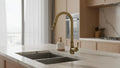 Mitigeur de cuisine col de cygne architectural en laiton brossé antique MaisonBrass