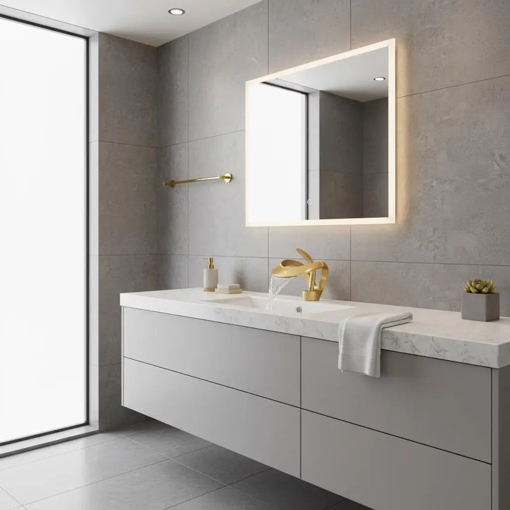 Robinet de lavabo en laiton doré, bec cascade, design sculpté floral MaisonBrass