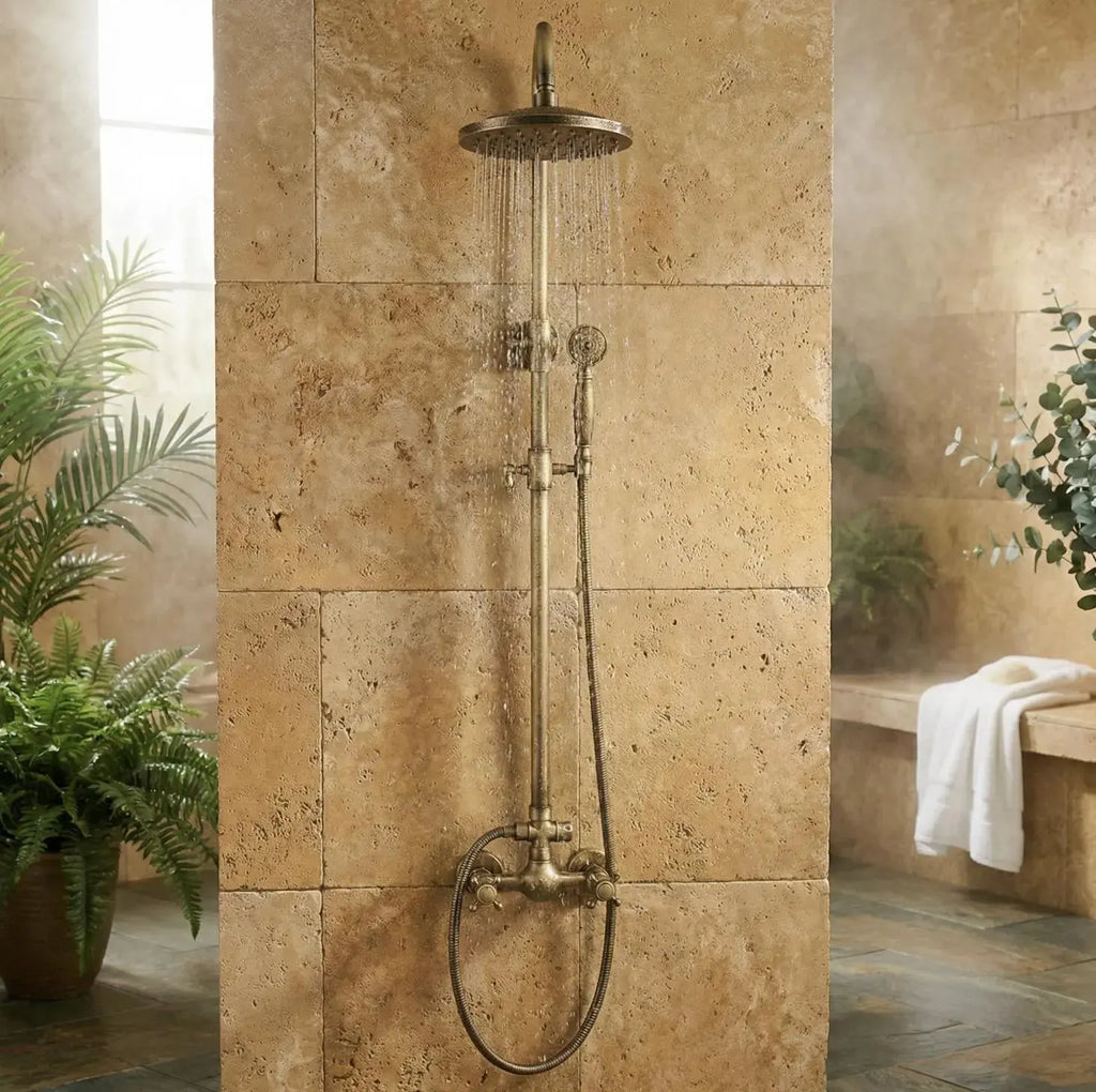 Arès — Colonne de douche en laiton massif brossé MaisonBrass
