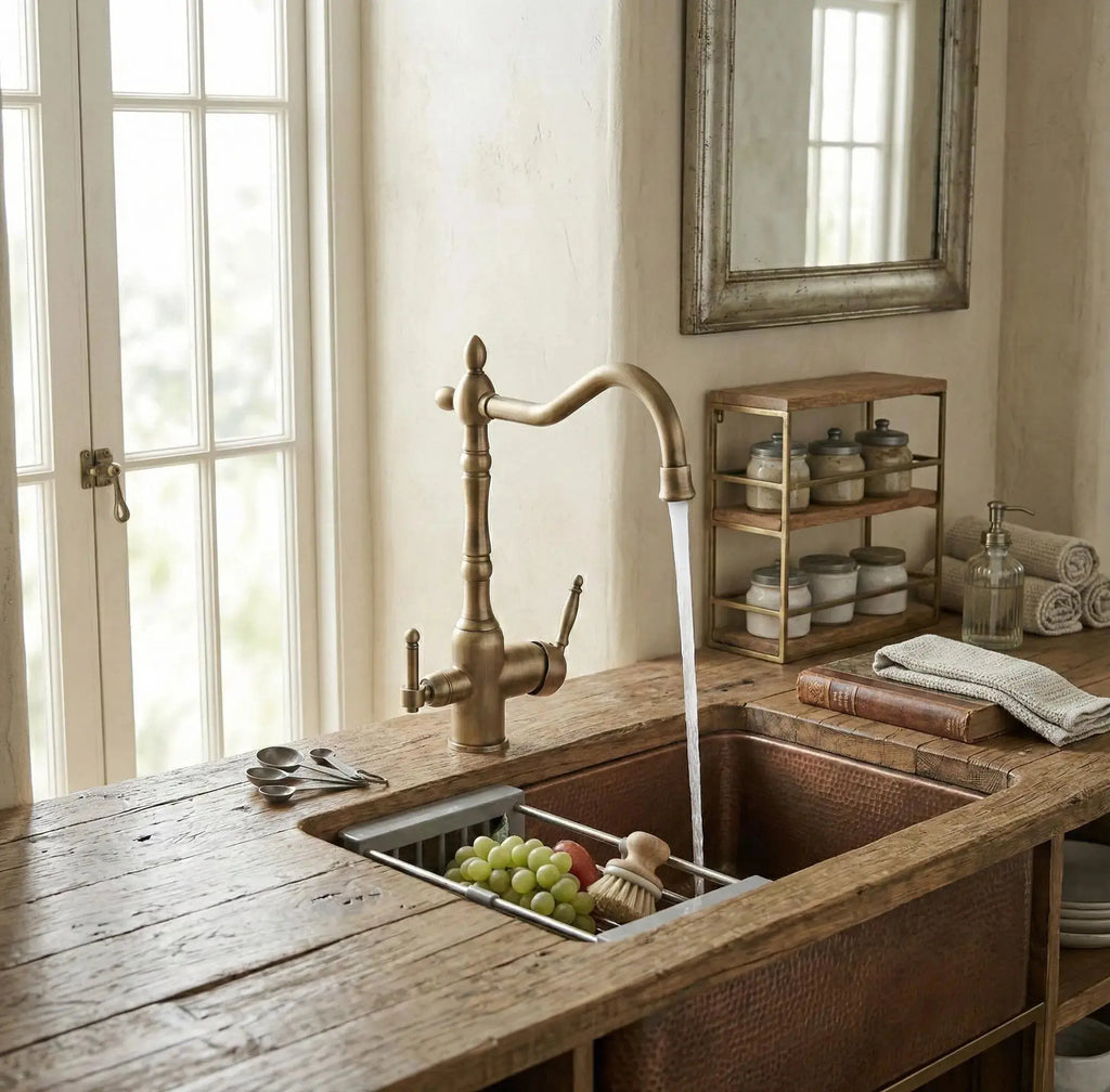 Mitigeur de cuisine victorien en laiton brossé antique MaisonBrass
