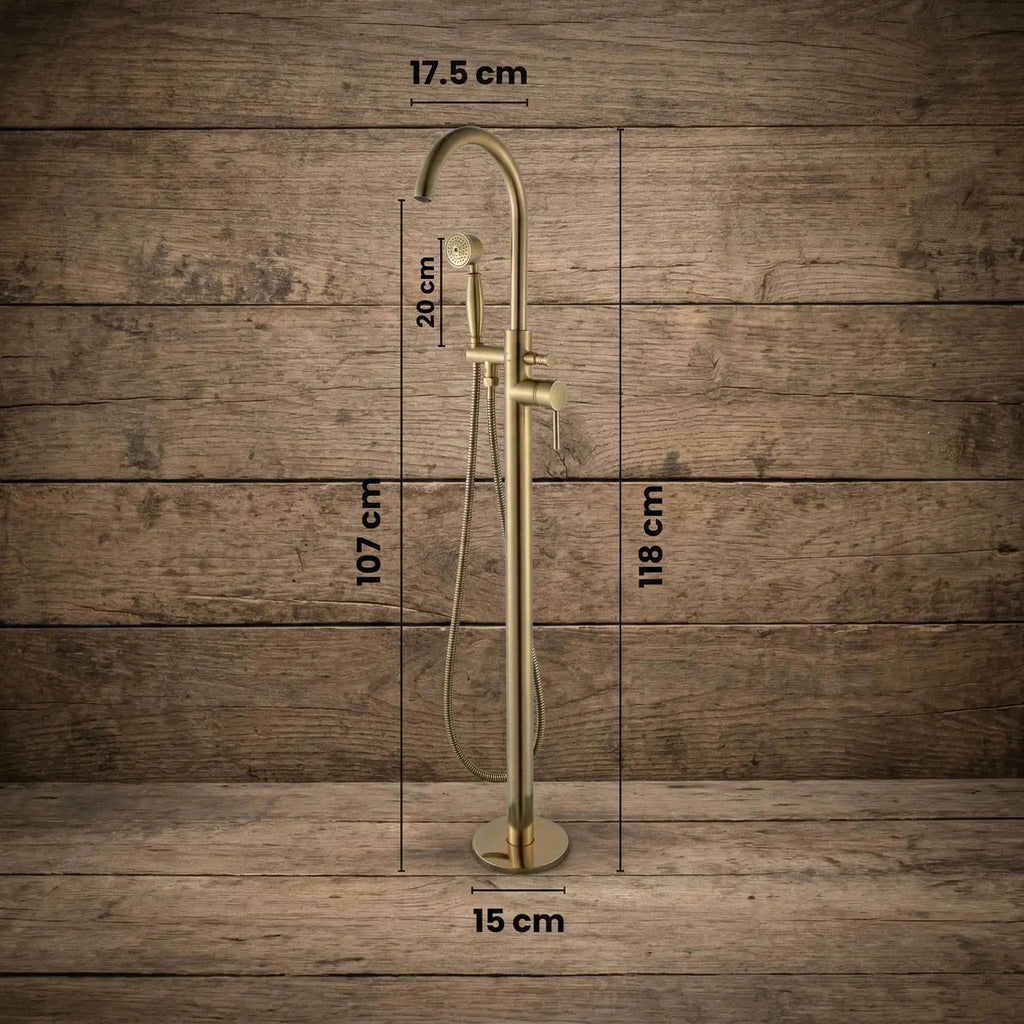 Mitigeur sur pied pour baignoire avec douchette - Laiton brossé antique MaisonBrass