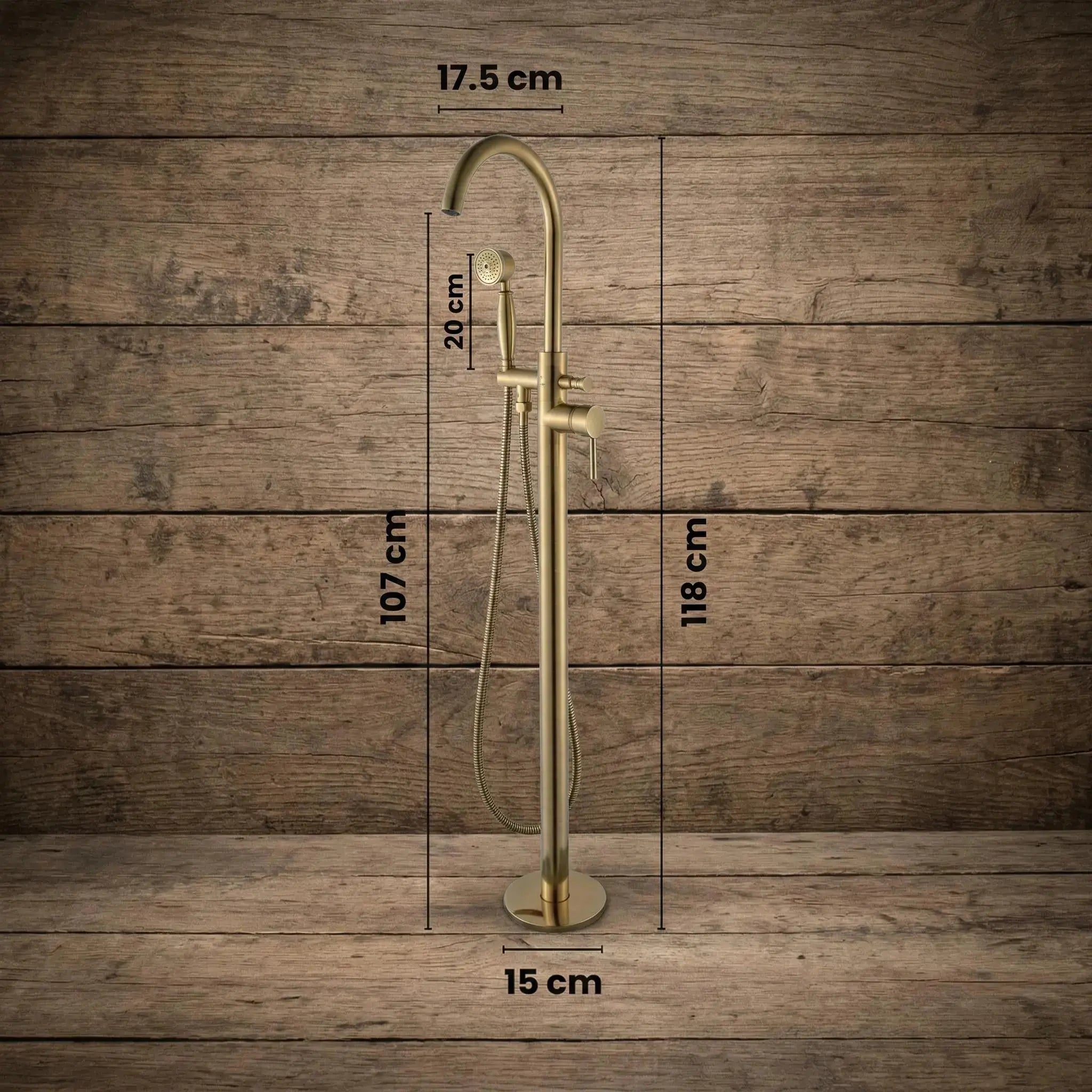 Mitigeur sur pied pour baignoire avec douchette - Laiton brossé antique MaisonBrass