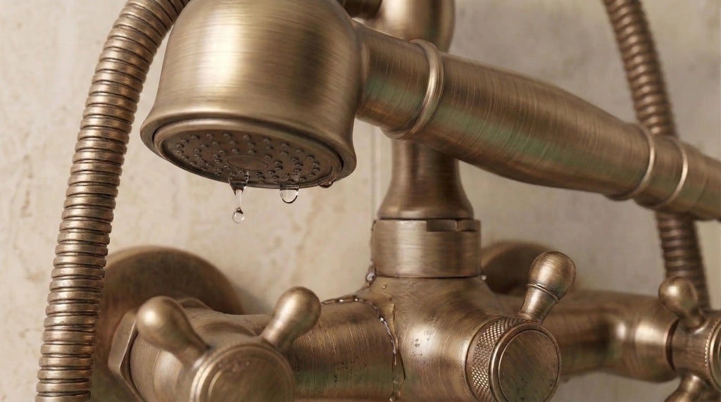 Mélangeur de baignoire en laiton brossé antique avec douchette MaisonBrass