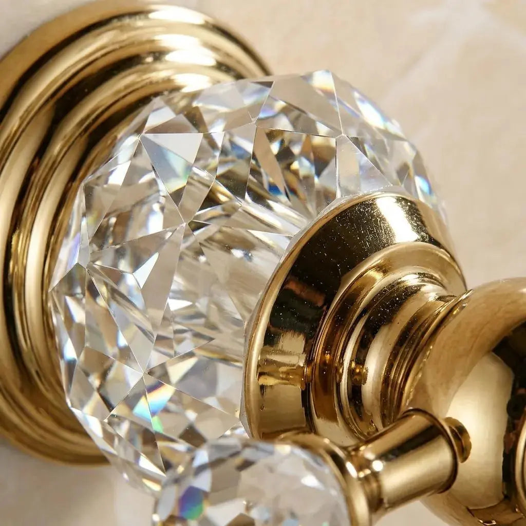 Gold Crystal Soap Dispenser Wall Mounted — Luxury Crystal Bathroom Decor — Frosted Glass Hand Wash Pump — Elegant Gold Liquid Soap Holder MaisonBrass